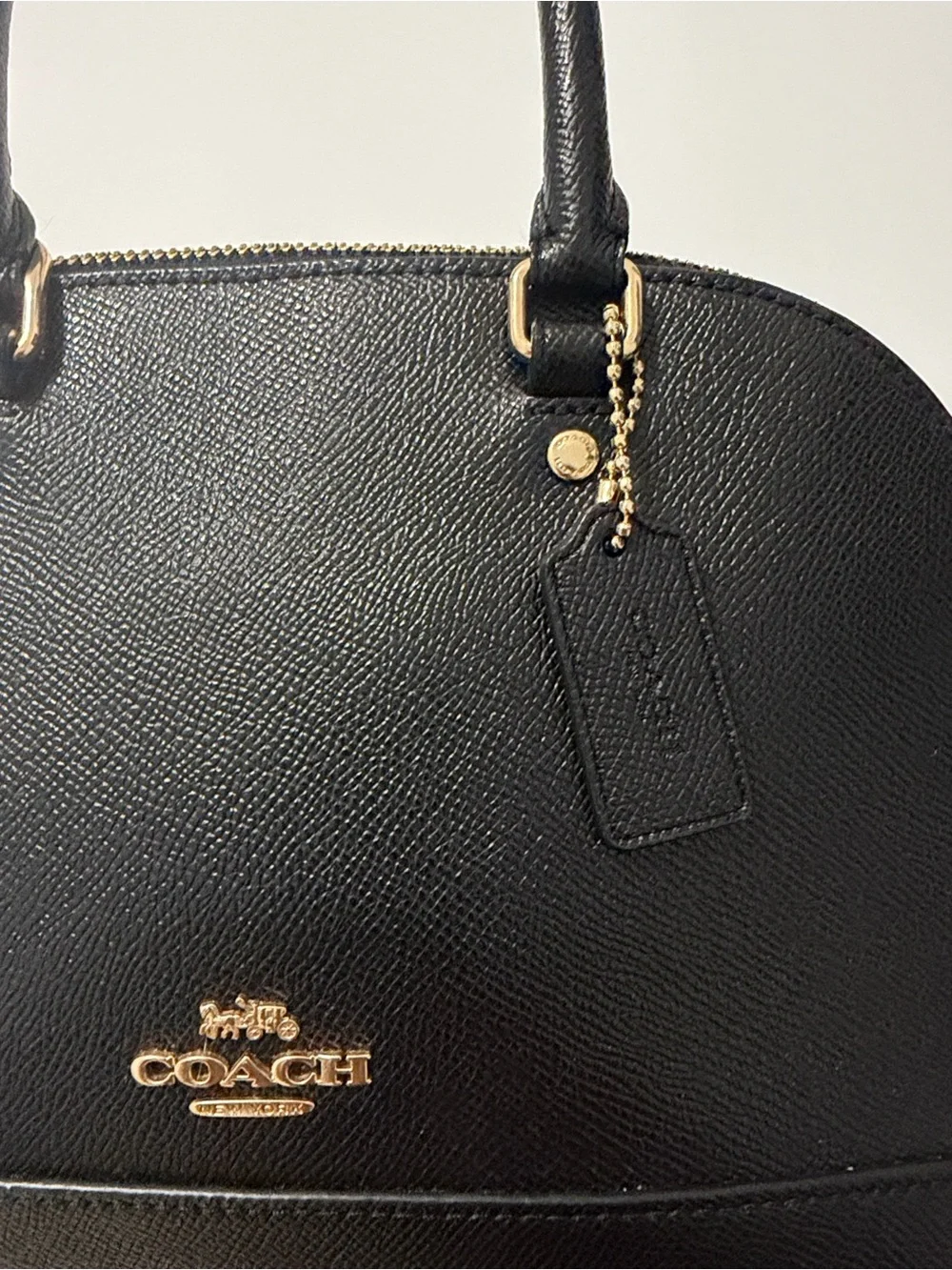 COACH Black Leather Crossgrain Mini Sierra Satchel